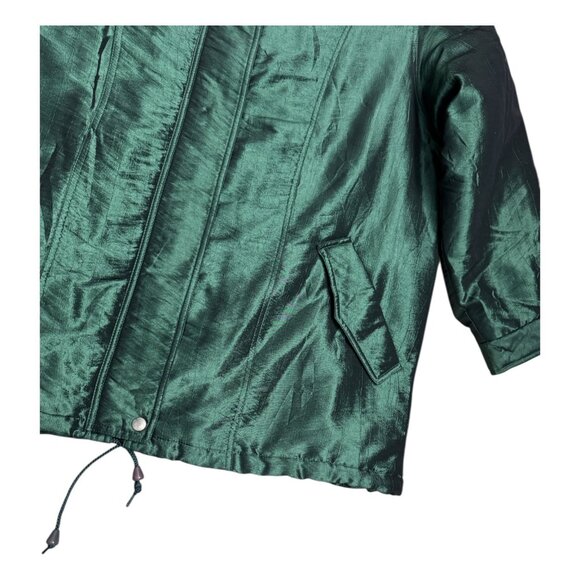 ELAN Vintage 90s Shiny Green Retro Winter Glam Parka Coat Womens 1X - Picture 5 of 5
